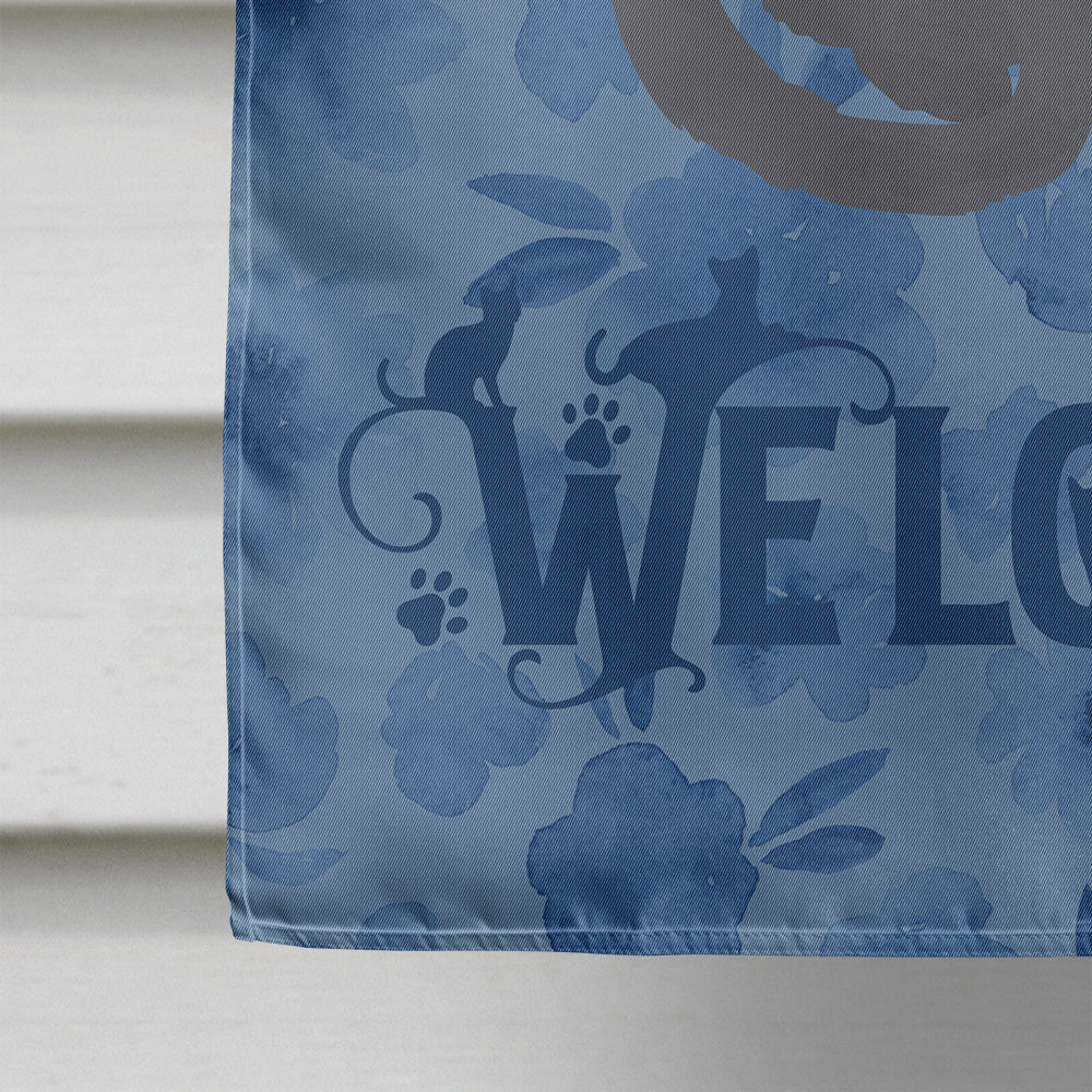 Nebelung Cat Welcome House Flag 28x40 Porch Sleeve Pole Decorative Outside Yard Banner Artwork Wall Hanging, Polyester