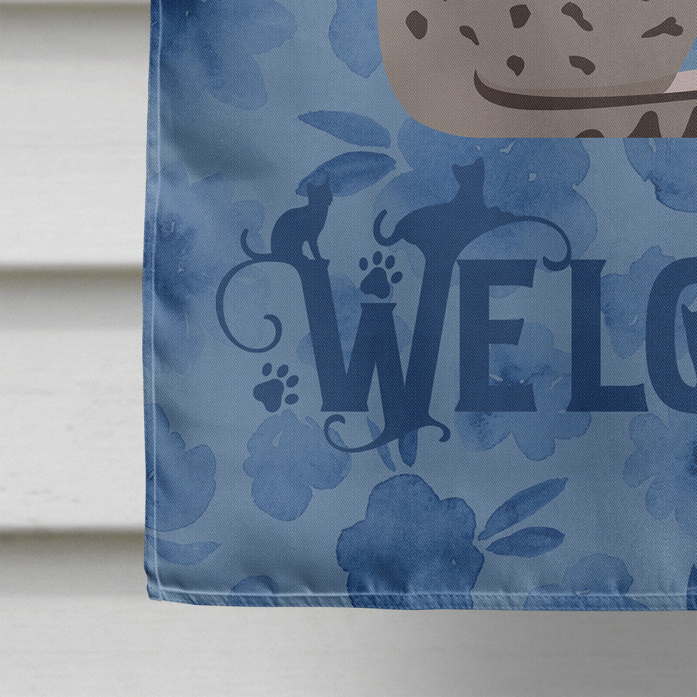 Ocicat Cat Welcome House Flag 28x40 Porch Sleeve Pole Decorative Outside Yard Banner Artwork Wall Hanging, Polyester