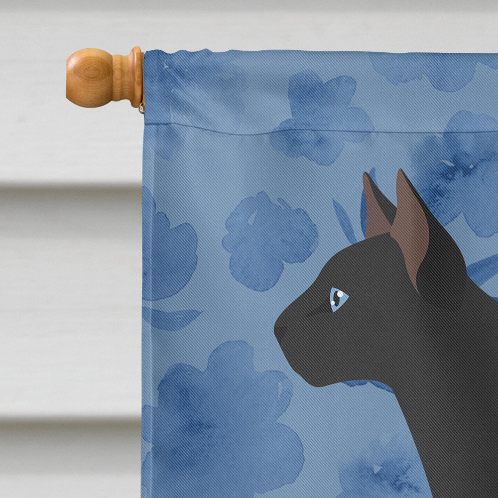 Ojos Azules Cat Welcome House Flag 28x40 Porch Sleeve Pole Decorative Outside Yard Banner Artwork Wall Hanging, Polyester