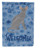Oriental Shorthair Cat Welcome House Flag 28x40 Porch Sleeve Pole Decorative Outside Yard Banner Artwork Wall Hanging, Polyester