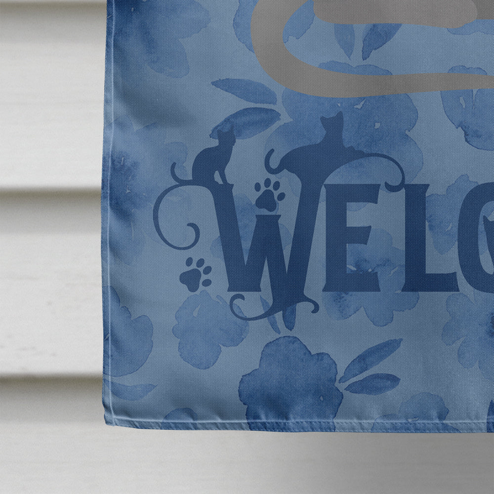 Oriental Shorthair Cat Welcome House Flag 28x40 Porch Sleeve Pole Decorative Outside Yard Banner Artwork Wall Hanging, Polyester