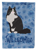 Ragamuffin Cat Welcome House Flag 28x40 Porch Sleeve Pole Decorative Outside Yard Banner Artwork Wall Hanging, Polyester