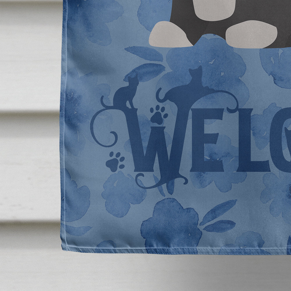 Ragamuffin Cat Welcome House Flag 28x40 Porch Sleeve Pole Decorative Outside Yard Banner Artwork Wall Hanging, Polyester