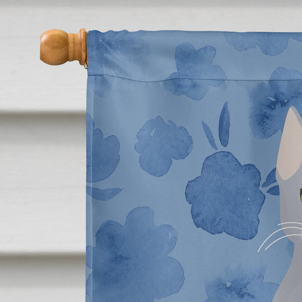 Russian Blue Cat Welcome House Flag 28x40 Porch Sleeve Pole Decorative Outside Yard Banner Artwork Wall Hanging, Polyester