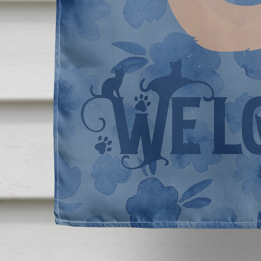 Scottish Fold Cat Welcome House Flag 28x40 Porch Sleeve Pole Decorative Outside Yard Banner Artwork Wall Hanging, Polyester