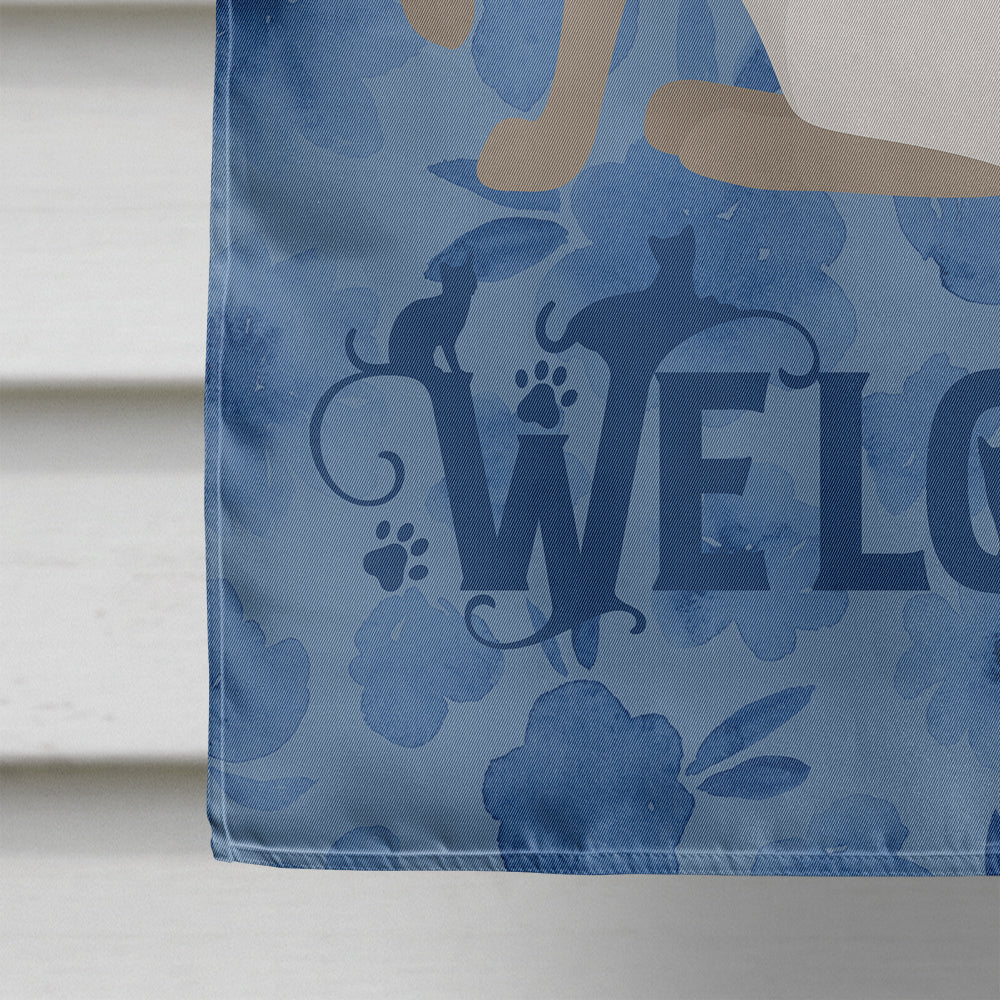 Siamese Modern Cat Welcome House Flag 28x40 Porch Sleeve Pole Decorative Outside Yard Banner Artwork Wall Hanging, Polyester