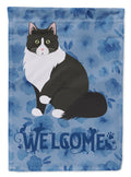 Siberian Forest Cat Welcome House Flag 28x40 Porch Sleeve Pole Decorative Outside Yard Banner Artwork Wall Hanging, Polyester