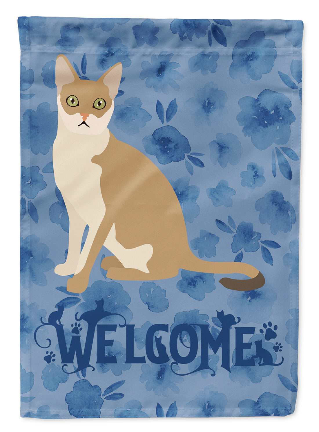 Singapura Cat Welcome House Flag 28x40 Porch Sleeve Pole Decorative Outside Yard Banner Artwork Wall Hanging, Polyester