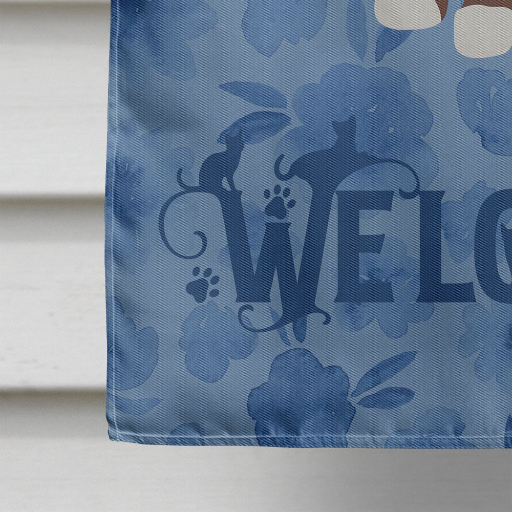 Snowshoe Cat Welcome House Flag 28x40 Porch Sleeve Pole Decorative Outside Yard Banner Artwork Wall Hanging, Polyester