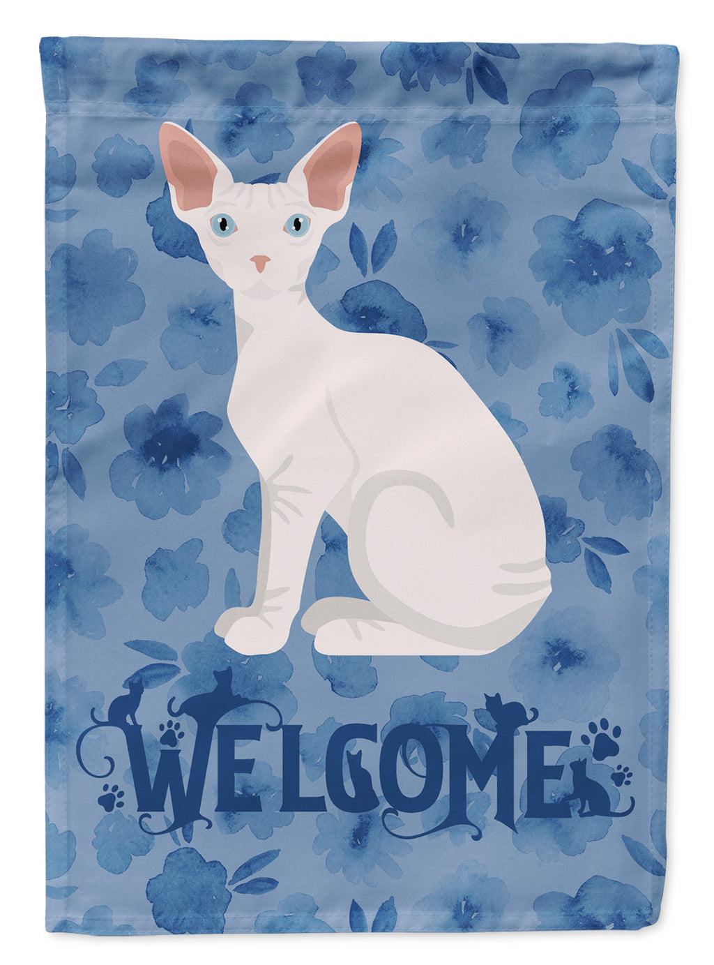 Sphynx Cat Welcome House Flag 28x40 Porch Sleeve Pole Decorative Outside Yard Banner Artwork Wall Hanging, Polyester