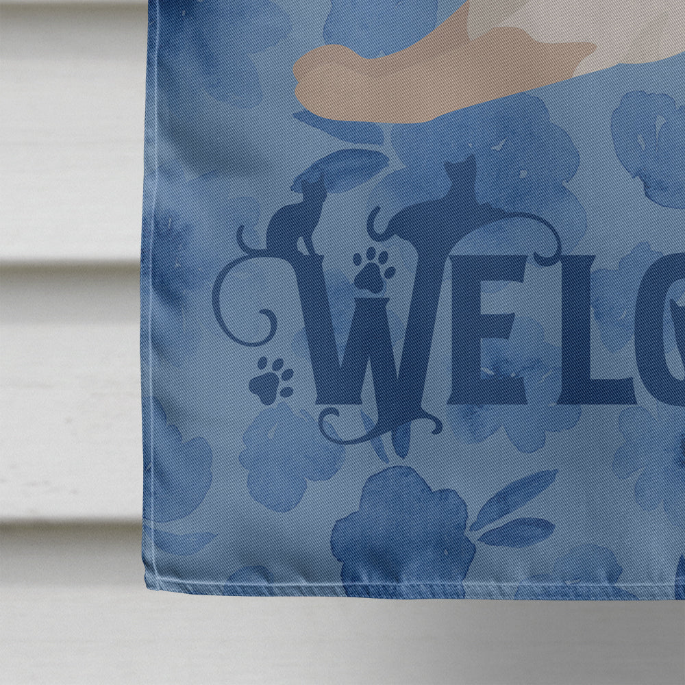 Thai Lilac Cat Welcome House Flag 28x40 Porch Sleeve Pole Decorative Outside Yard Banner Artwork Wall Hanging, Polyester