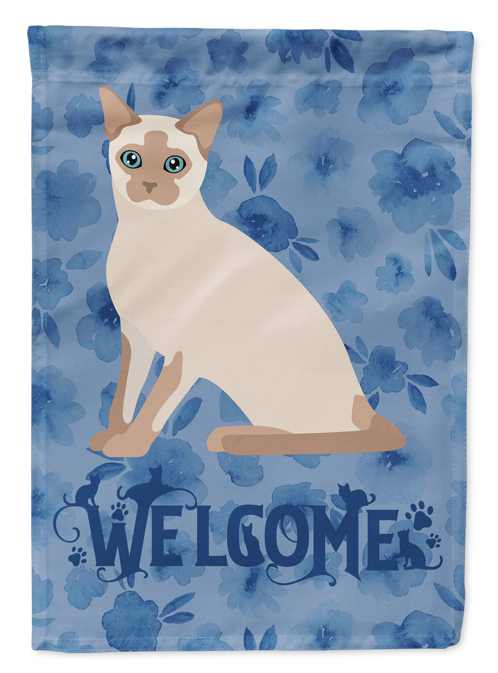 Tonkinese Cat Welcome House Flag 28x40 Porch Sleeve Pole Decorative Outside Yard Banner Artwork Wall Hanging, Polyester