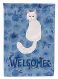 Turkish Angora Cat Welcome House Flag 28x40 Porch Sleeve Pole Decorative Outside Yard Banner Artwork Wall Hanging, Polyester