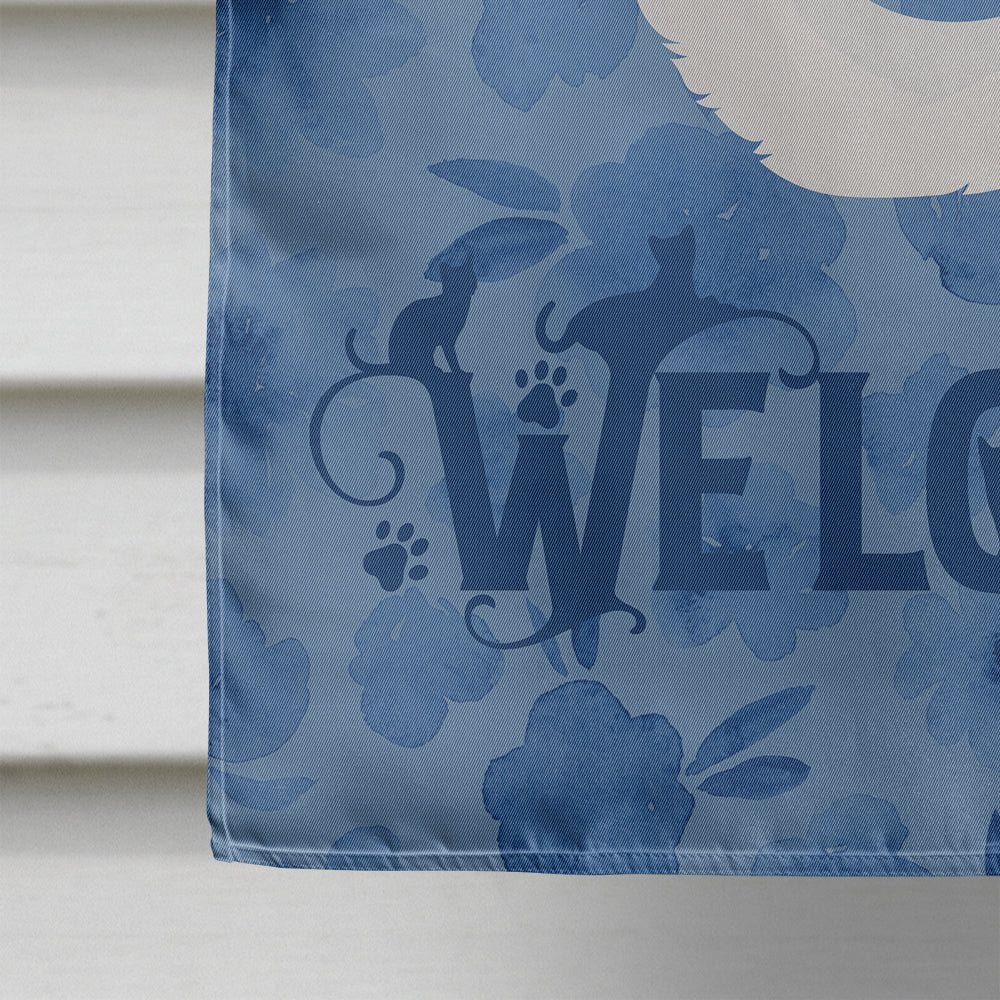 Turkish Angora Cat Welcome House Flag 28x40 Porch Sleeve Pole Decorative Outside Yard Banner Artwork Wall Hanging, Polyester