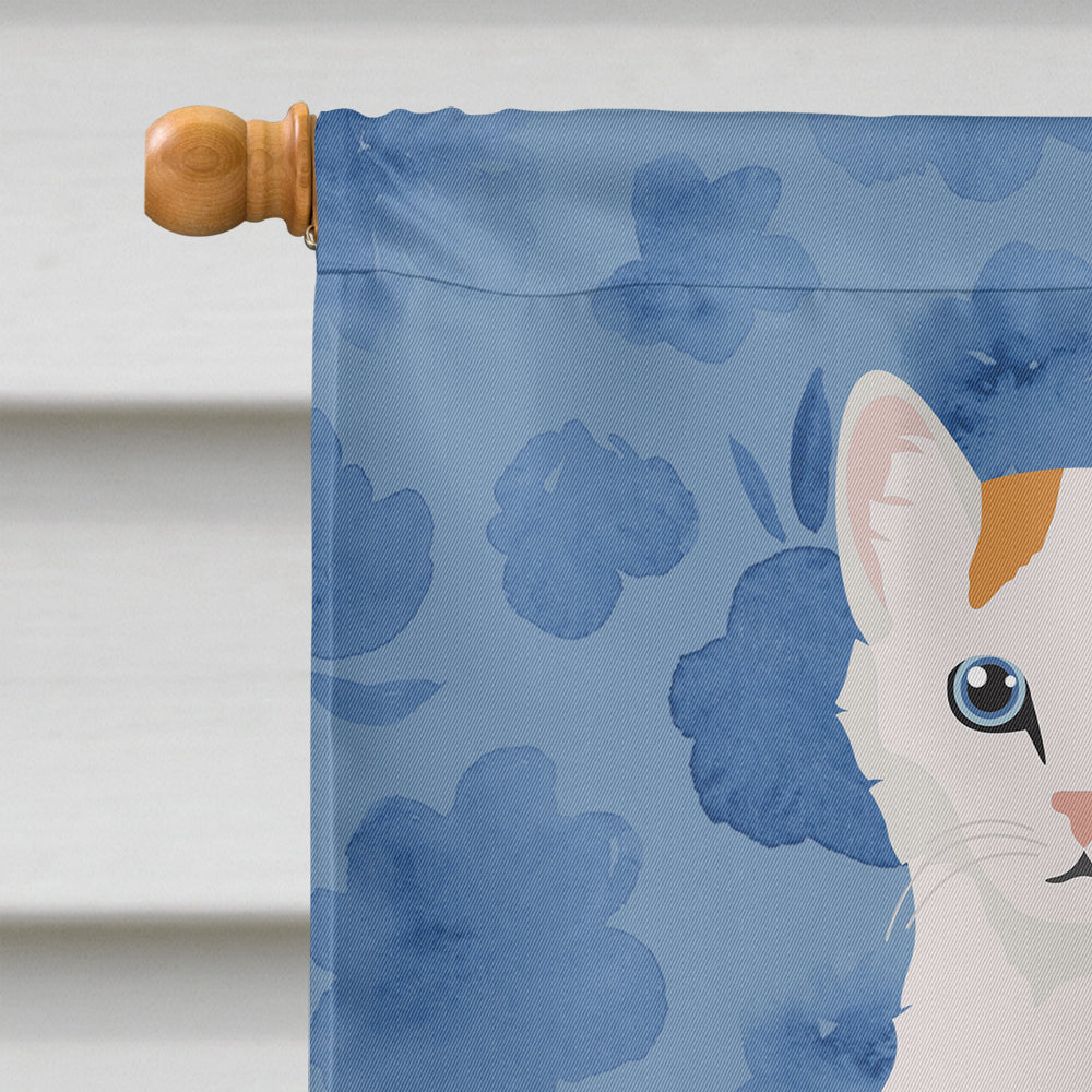 Turkish Van Cat Welcome House Flag 28x40 Porch Sleeve Pole Decorative Outside Yard Banner Artwork Wall Hanging, Polyester