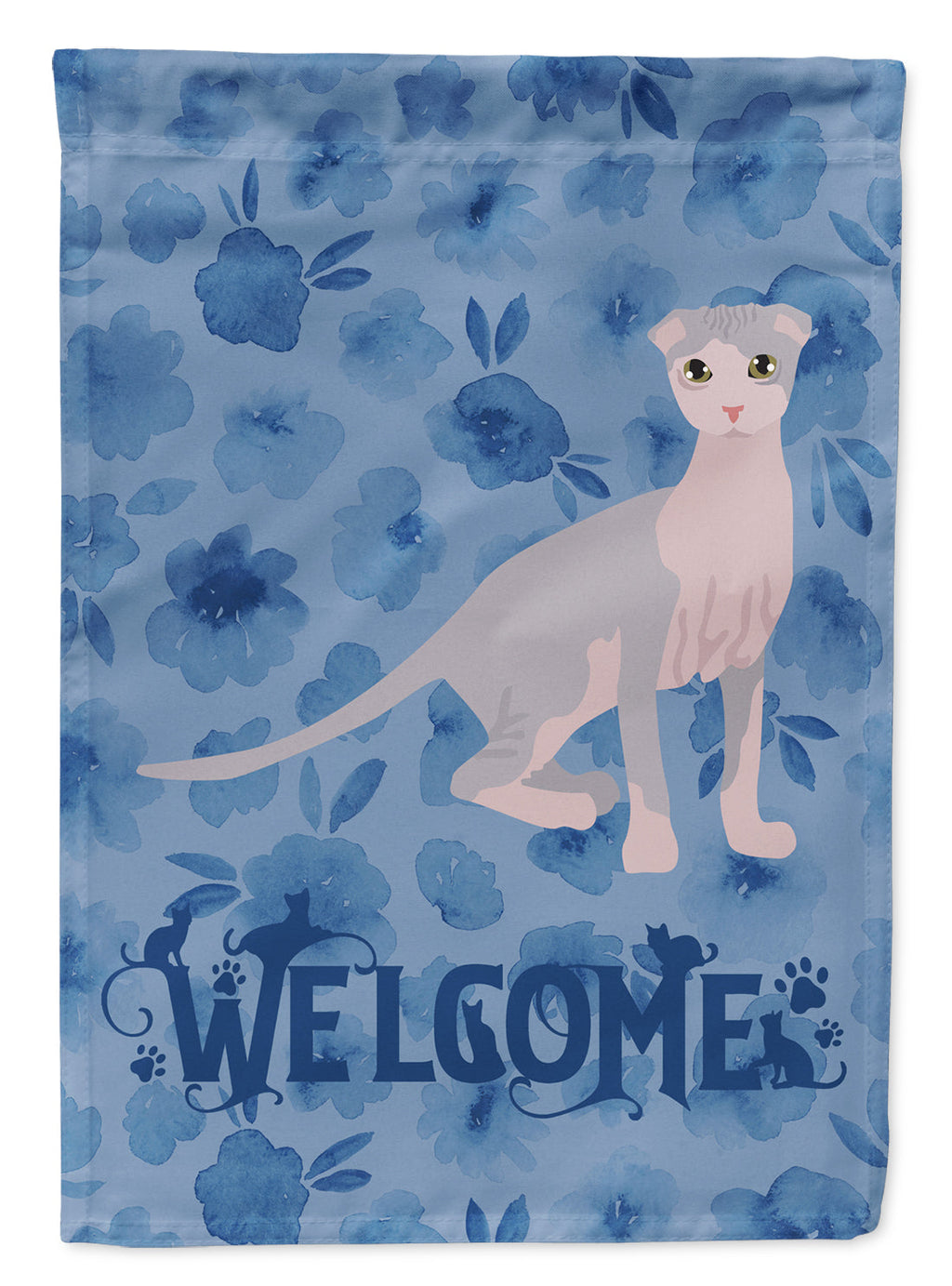 Ukrainian Levkoy Cat Welcome House Flag 28x40 Porch Sleeve Pole Decorative Outside Yard Banner Artwork Wall Hanging, Polyester