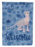 Ukrainian Levkoy Cat Welcome House Flag 28x40 Porch Sleeve Pole Decorative Outside Yard Banner Artwork Wall Hanging, Polyester