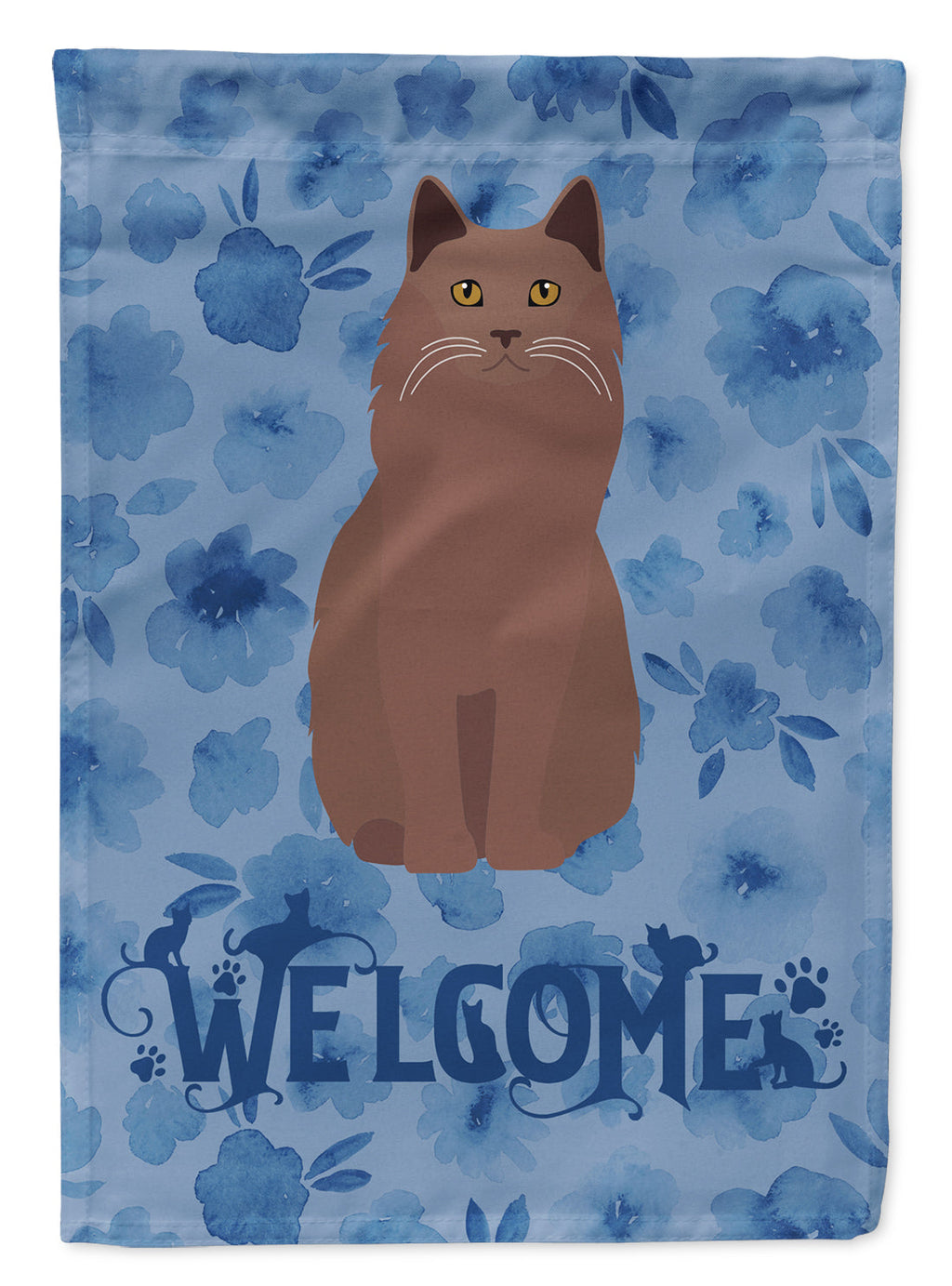 York Chocolate Cat Welcome House Flag 28x40 Porch Sleeve Pole Decorative Outside Yard Banner Artwork Wall Hanging, Polyester