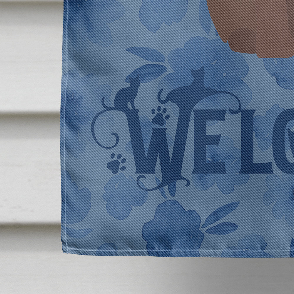 York Chocolate Cat Welcome House Flag 28x40 Porch Sleeve Pole Decorative Outside Yard Banner Artwork Wall Hanging, Polyester