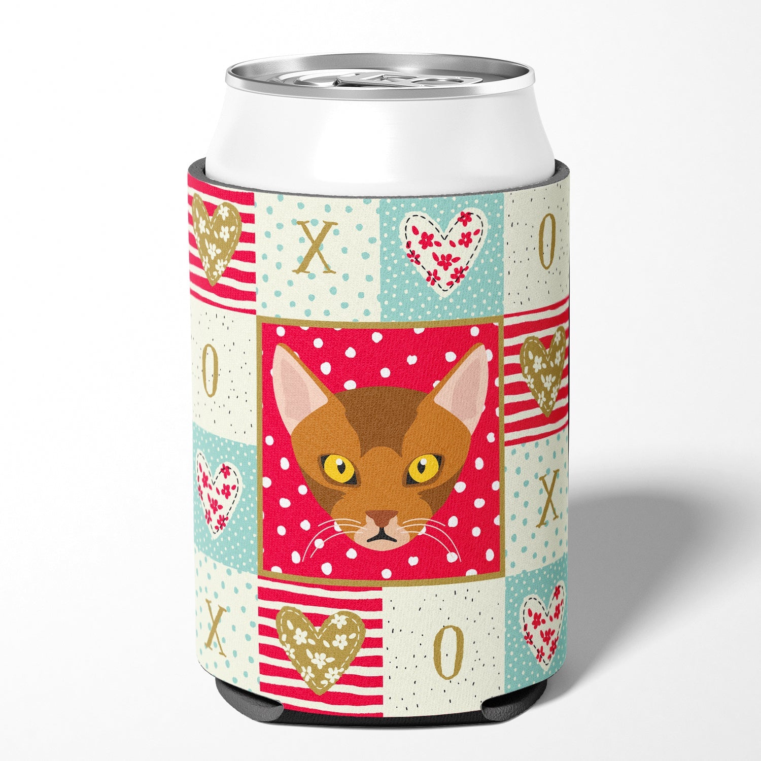 Abyssinian Cat Love Can or Bottle Hugger Cooler Sleeve for Standard 12 oz Cans, Insulated Foam Beer & Soda Can Hugger Reusable