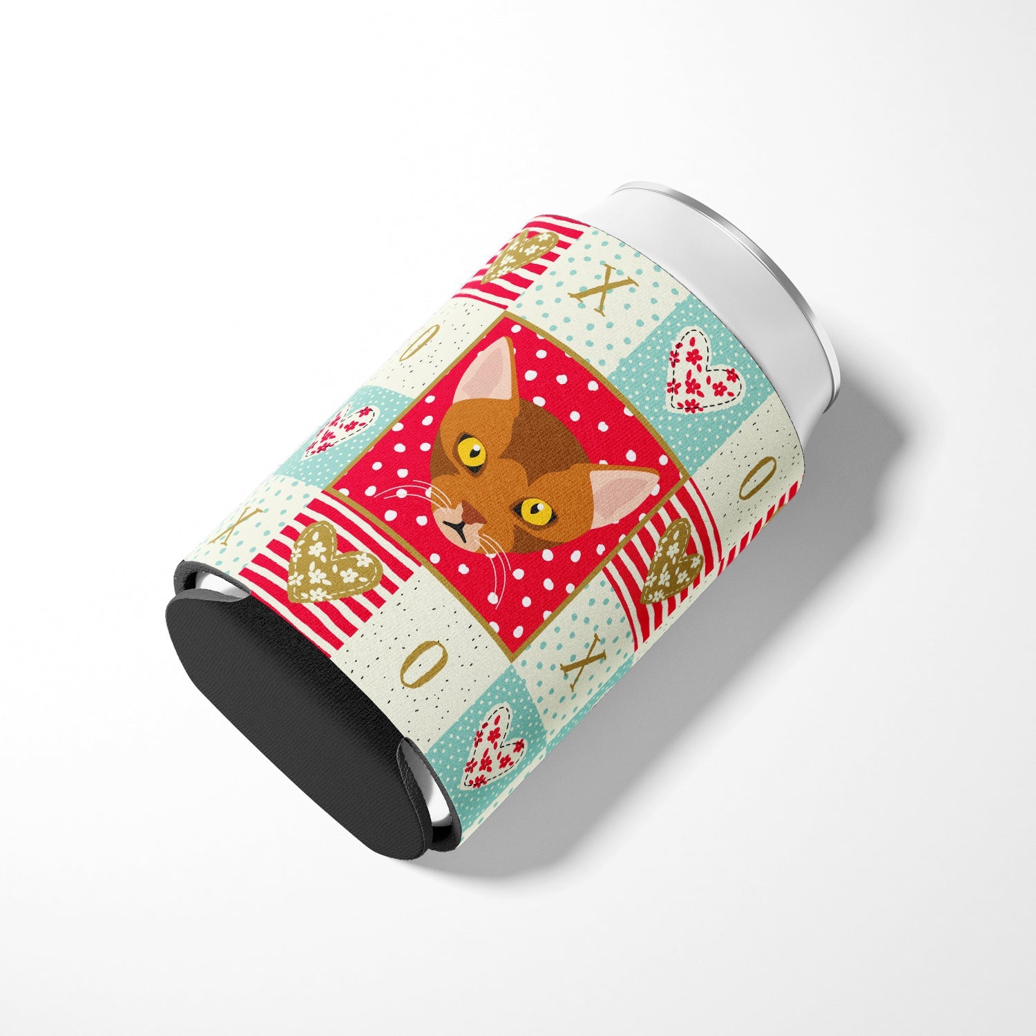Abyssinian Cat Love Can or Bottle Hugger Cooler Sleeve for Standard 12 oz Cans, Insulated Foam Beer & Soda Can Hugger Reusable