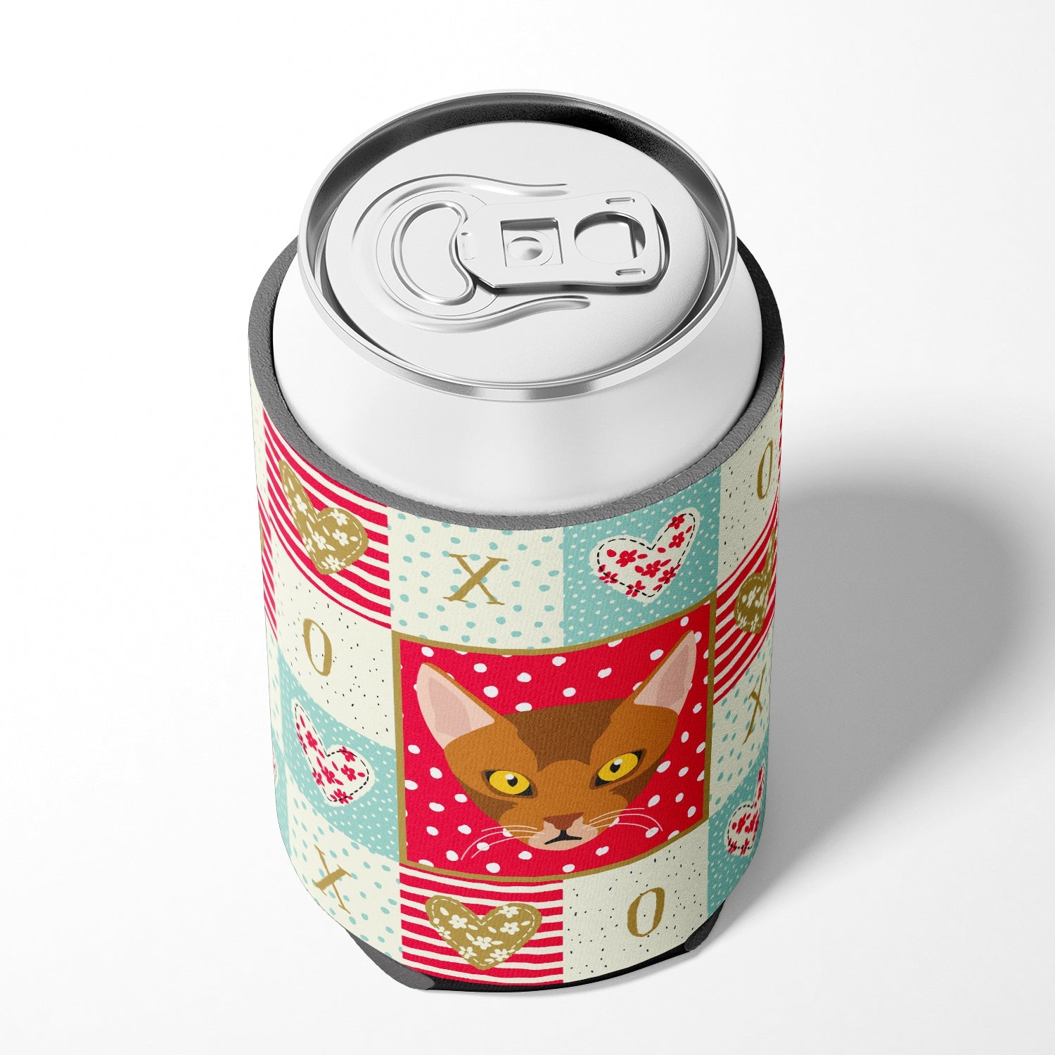 Abyssinian Cat Love Can or Bottle Hugger Cooler Sleeve for Standard 12 oz Cans, Insulated Foam Beer & Soda Can Hugger Reusable