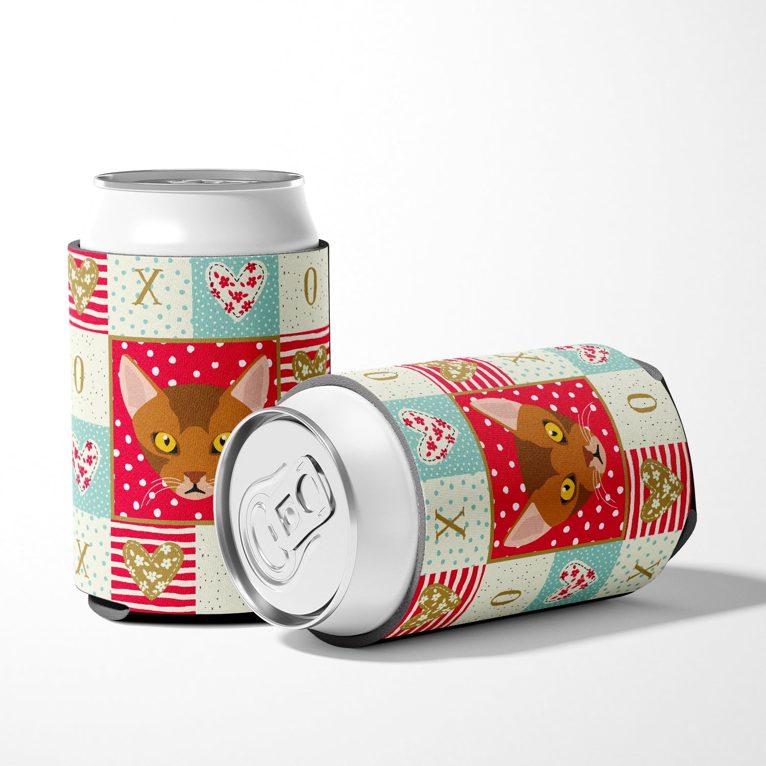 Abyssinian Cat Love Can or Bottle Hugger Cooler Sleeve for Standard 12 oz Cans, Insulated Foam Beer & Soda Can Hugger Reusable