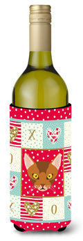 Abyssinian Cat Love Wine Bottle Hugger Gift Sleeve for Standard 750 ml Bottles, Insulated Reusable Also Fits Mini Shot & Pint Bottles