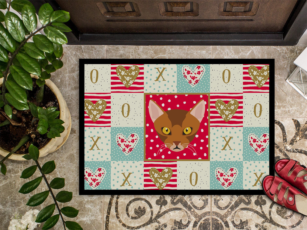 Abyssinian Cat Love Doormat Indoor Outdoor 18H X 27W Front Door Mat Rugs for Entryway, Non Slip Washable