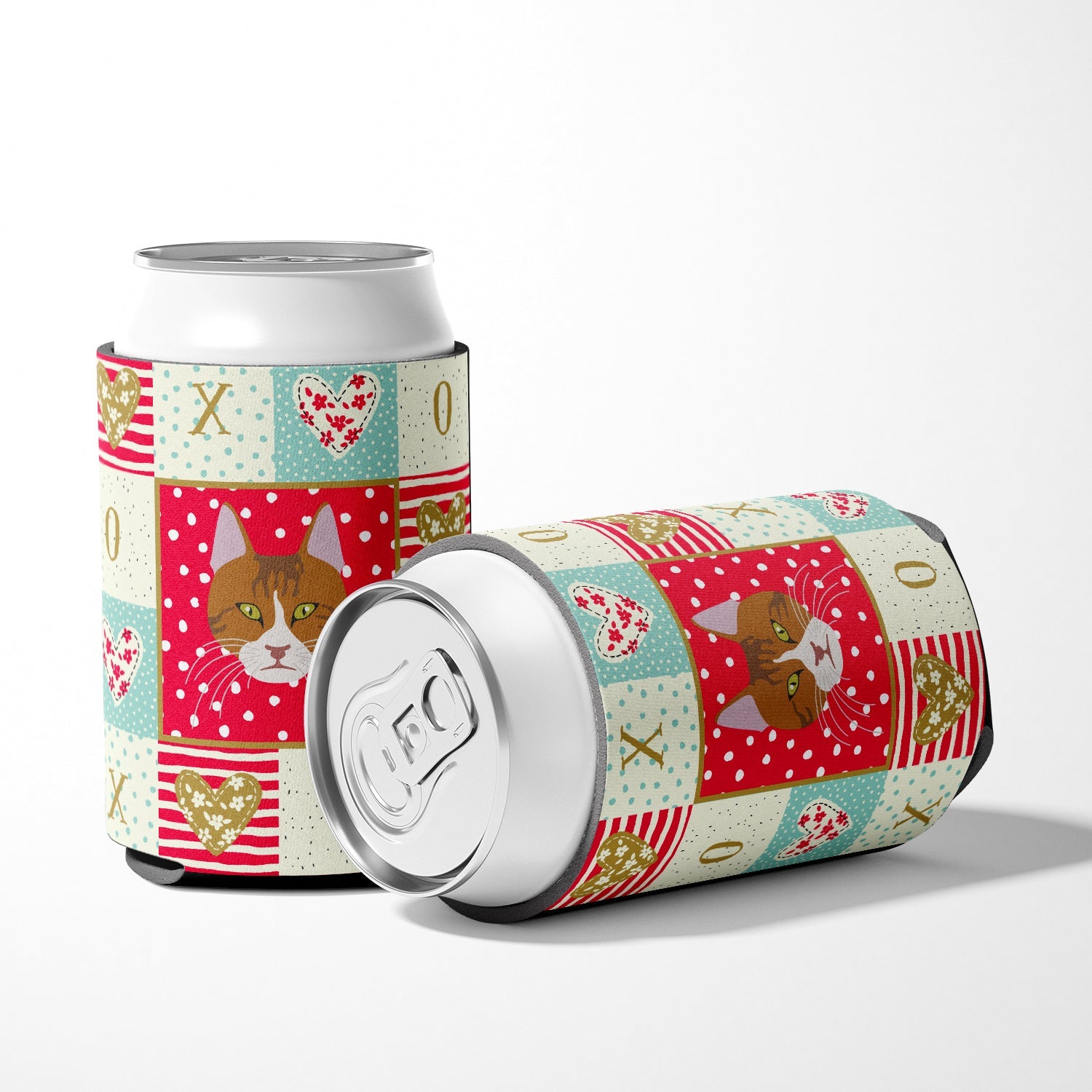 Aegean Cat Love Can or Bottle Hugger Cooler Sleeve for Standard 12 oz Cans, Insulated Foam Beer & Soda Can Hugger Reusable