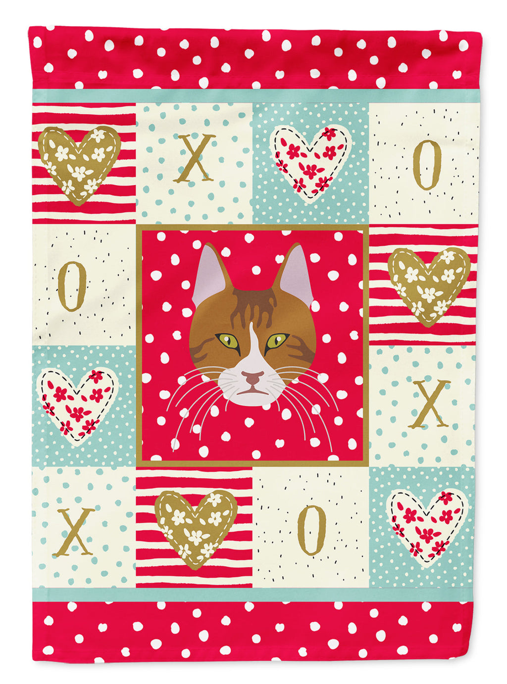 Aegean Cat Love House Flag 28x40 Porch Sleeve Pole Decorative Outside Yard Banner Artwork Wall Hanging, Polyester