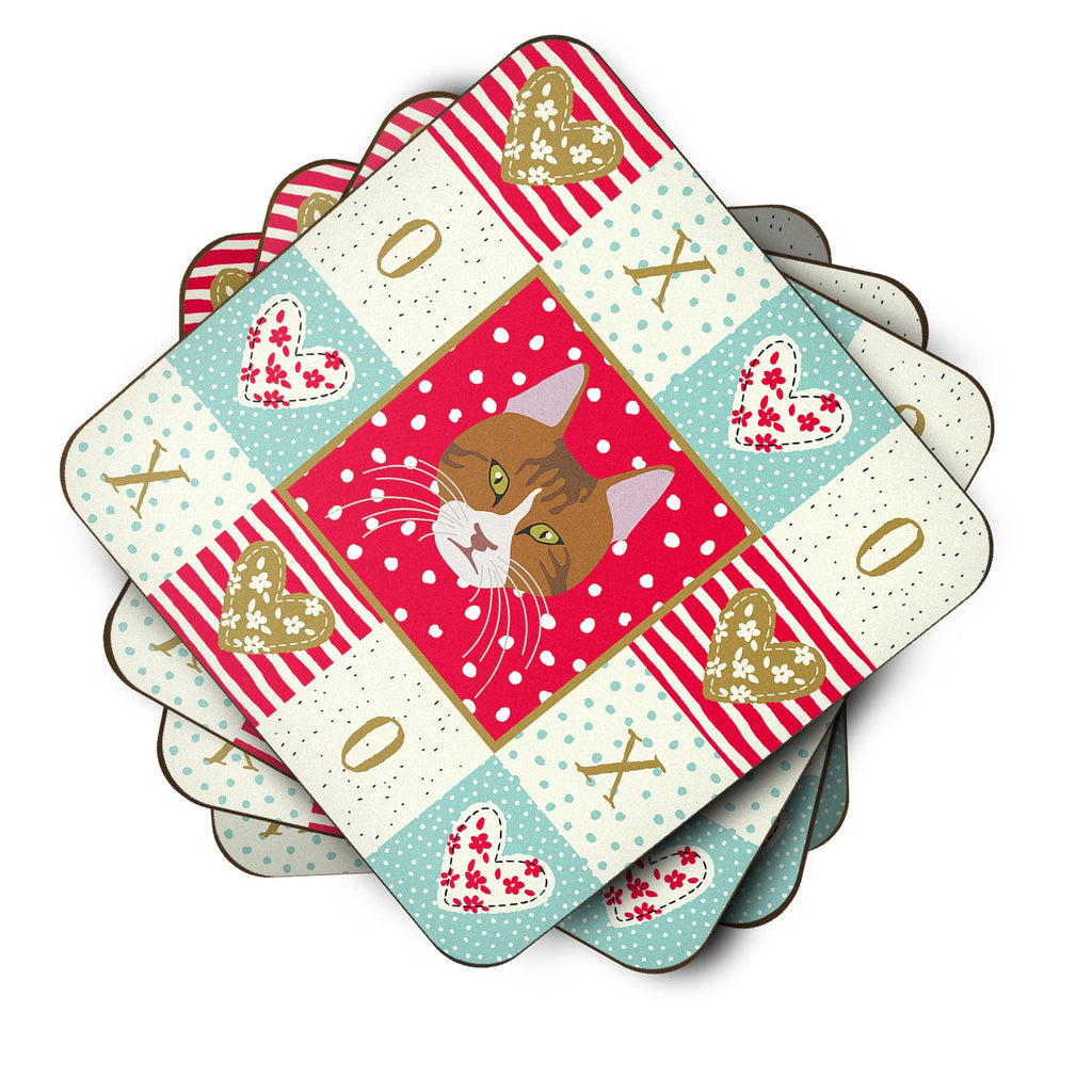Aegean Cat Love Foam Coasters Set of 4 Cup Coasters for Indoor Outdoor, Tabletop Protection, Anti Slip, Mouse pad Material