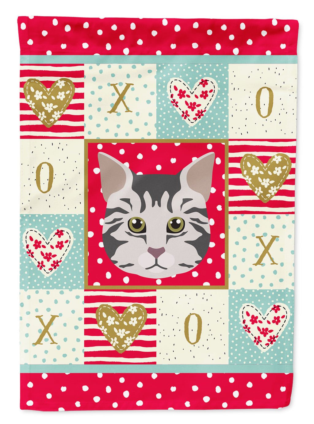 American Bobtail Cat Love House Flag 28x40 Porch Sleeve Pole Decorative Outside Yard Banner Artwork Wall Hanging, Polyester