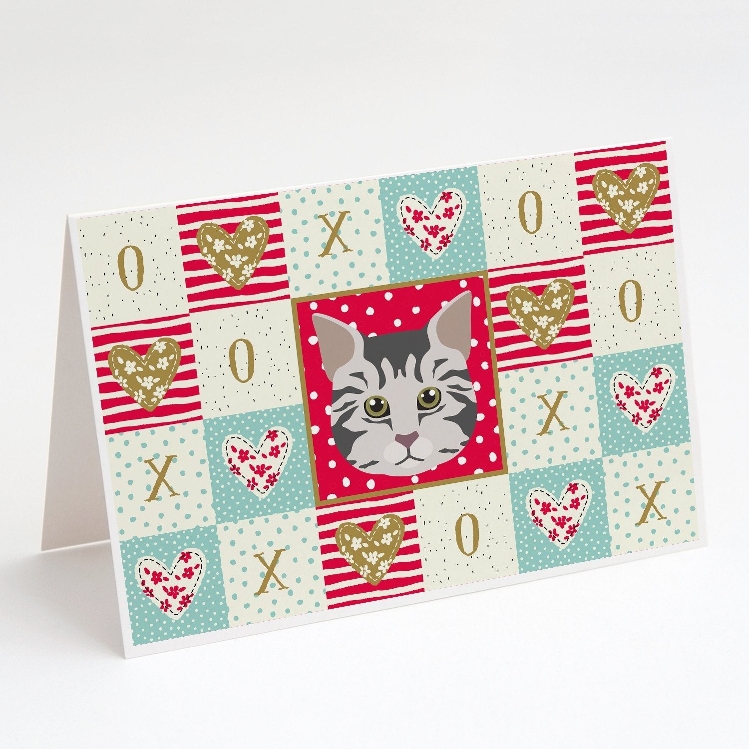 American Bobtail Cat Love Greeting Cards Pack of 8 Blank Cards with Envelopes Whimsical A7 Size 5x7