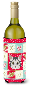 American Bobtail Cat Love Wine Bottle Hugger Gift Sleeve for Standard 750 ml Bottles, Insulated Reusable Also Fits Mini Shot & Pint Bottles