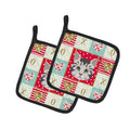 American Bobtail Cat Love Pot Holder Set of 2 Heat Resistant Quilted Hot Pads 7.5 x 7.5 Inch, Insulated Kitchen Trivets for Cooking & Baking