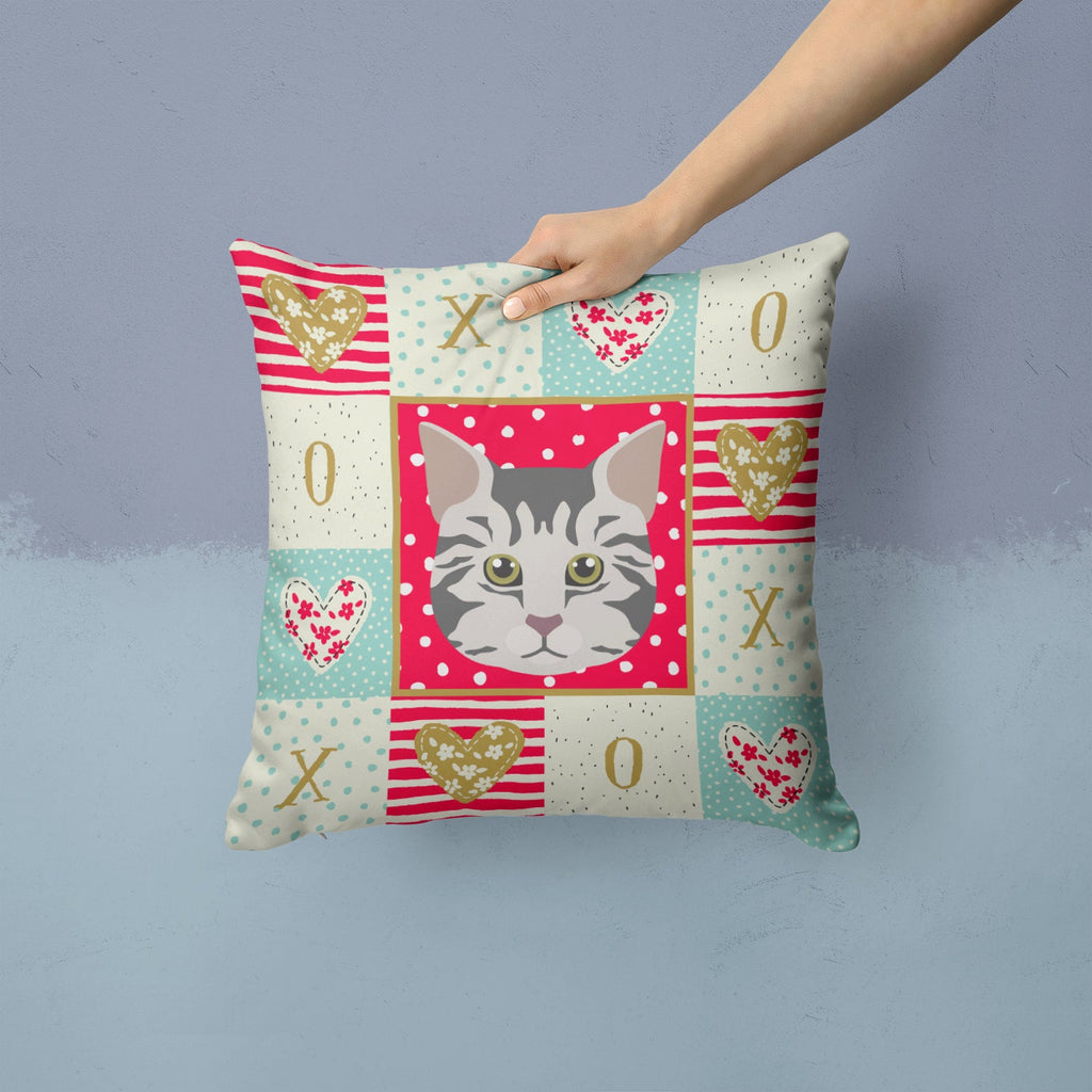 American Bobtail Cat Love Decorative Throw Pillow 14x14 Indoor Outdoor Accent Cushion, Fabric Cover with Insert for Sofa, Bed, Porch & Living Room