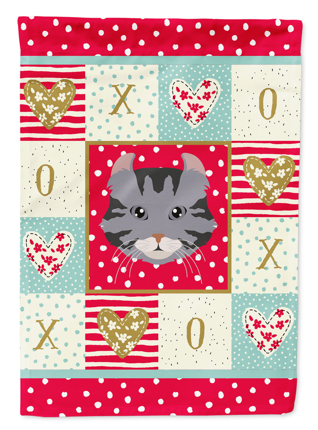 American Curl Cat Love House Flag 28x40 Porch Sleeve Pole Decorative Outside Yard Banner Artwork Wall Hanging, Polyester