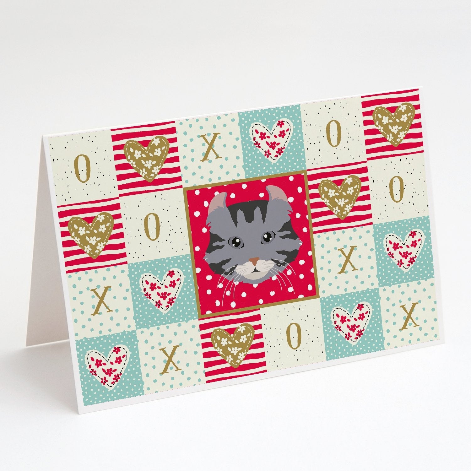 American Curl Cat Love Greeting Cards Pack of 8 Blank Cards with Envelopes Whimsical A7 Size 5x7