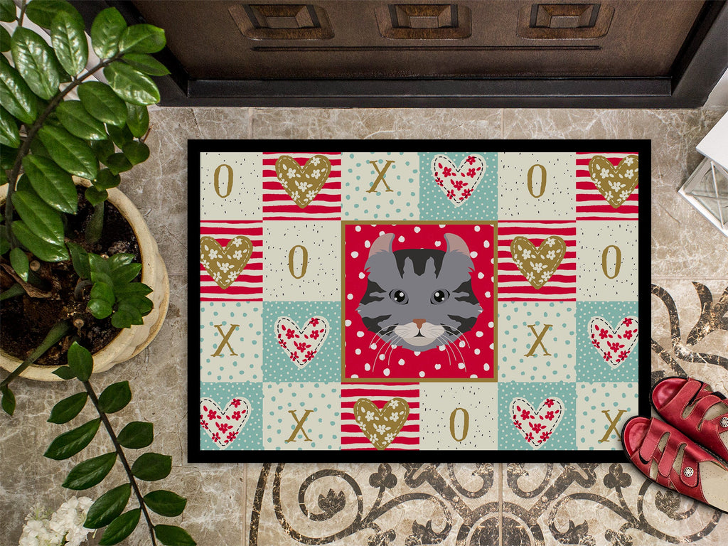 American Curl Cat Love Doormat Indoor Outdoor 24H X 36W Front Door Mat Rugs for Entryway, Non Slip Washable Low Pile,