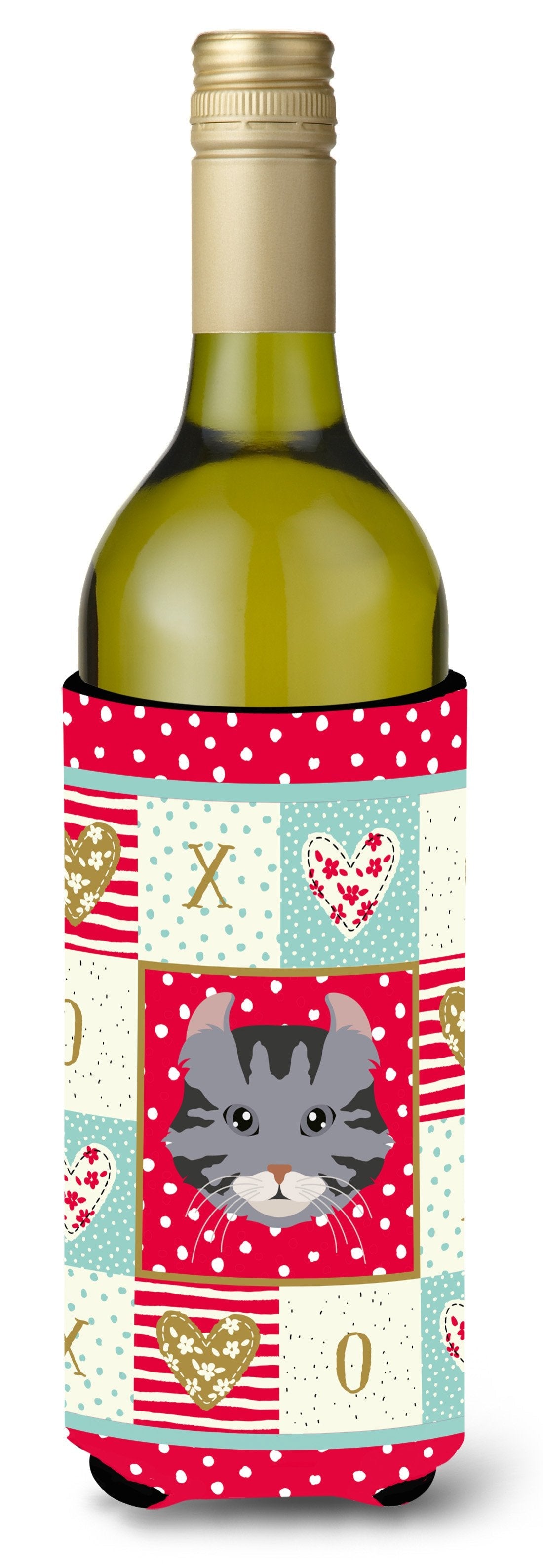 American Curl Cat Love Wine Bottle Hugger Gift Sleeve for Standard 750 ml Bottles, Insulated Reusable Also Fits Mini Shot & Pint Bottles