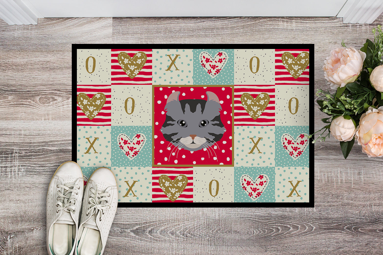 American Curl Cat Love Doormat Indoor Outdoor 18H X 27W Front Door Mat Rugs for Entryway, Non Slip Washable