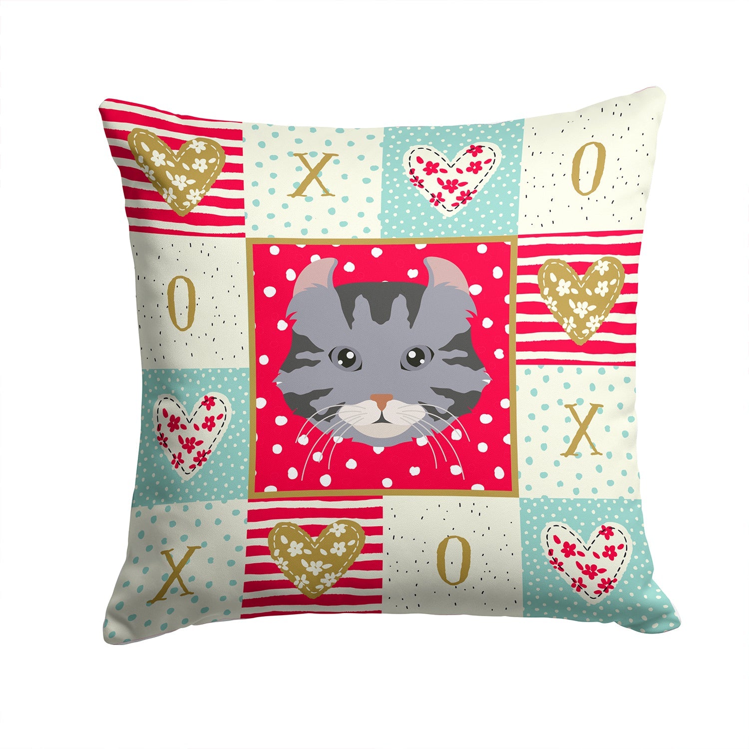 American Curl Cat Love Decorative Throw Pillow 14x14 Indoor Outdoor Accent Cushion, Fabric Cover with Insert for Sofa, Bed, Porch & Living Room