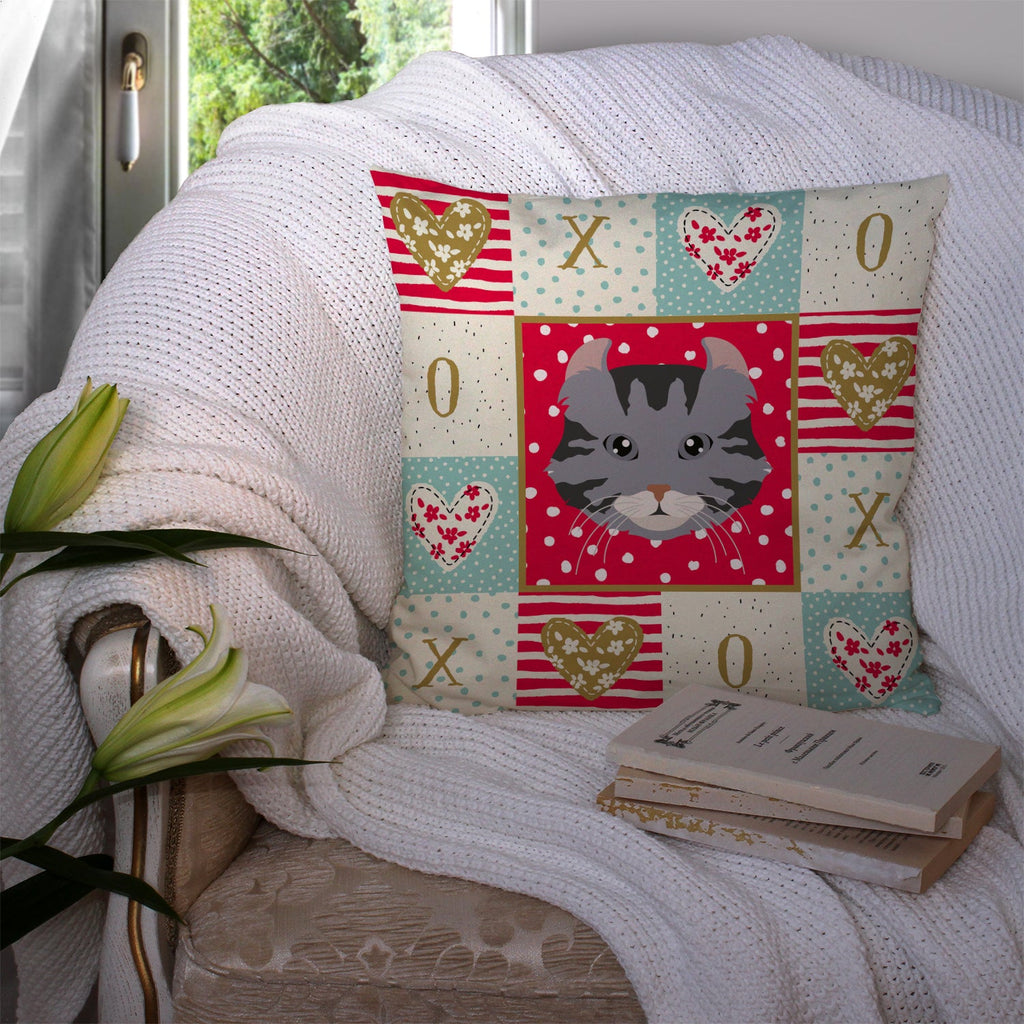 American Curl Cat Love Decorative Throw Pillow 14x14 Indoor Outdoor Accent Cushion, Fabric Cover with Insert for Sofa, Bed, Porch & Living Room