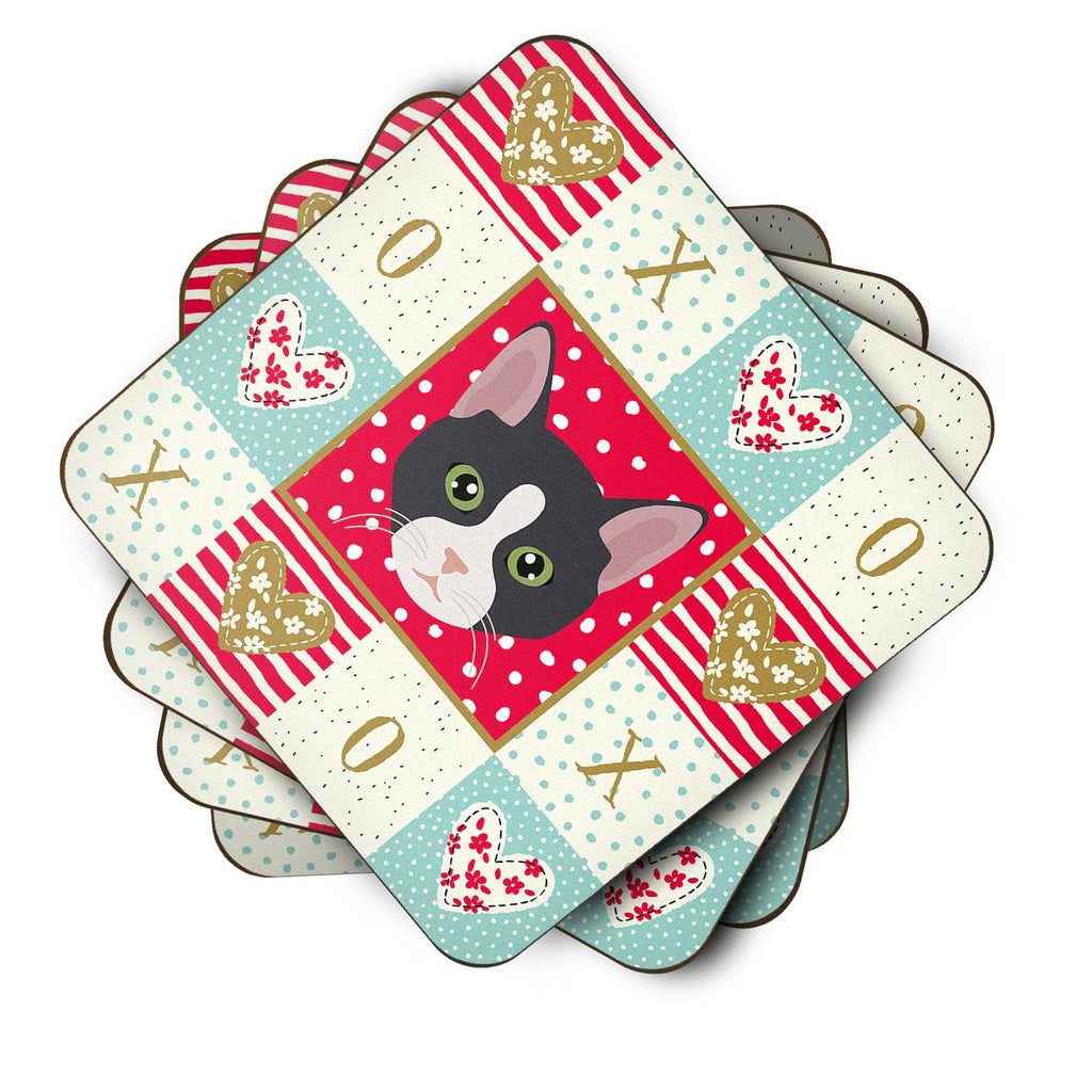 American Polydactyl Cat Love Foam Coasters Set of 4 Cup Coasters for Indoor Outdoor, Tabletop Protection, Anti Slip, Mouse pad Material