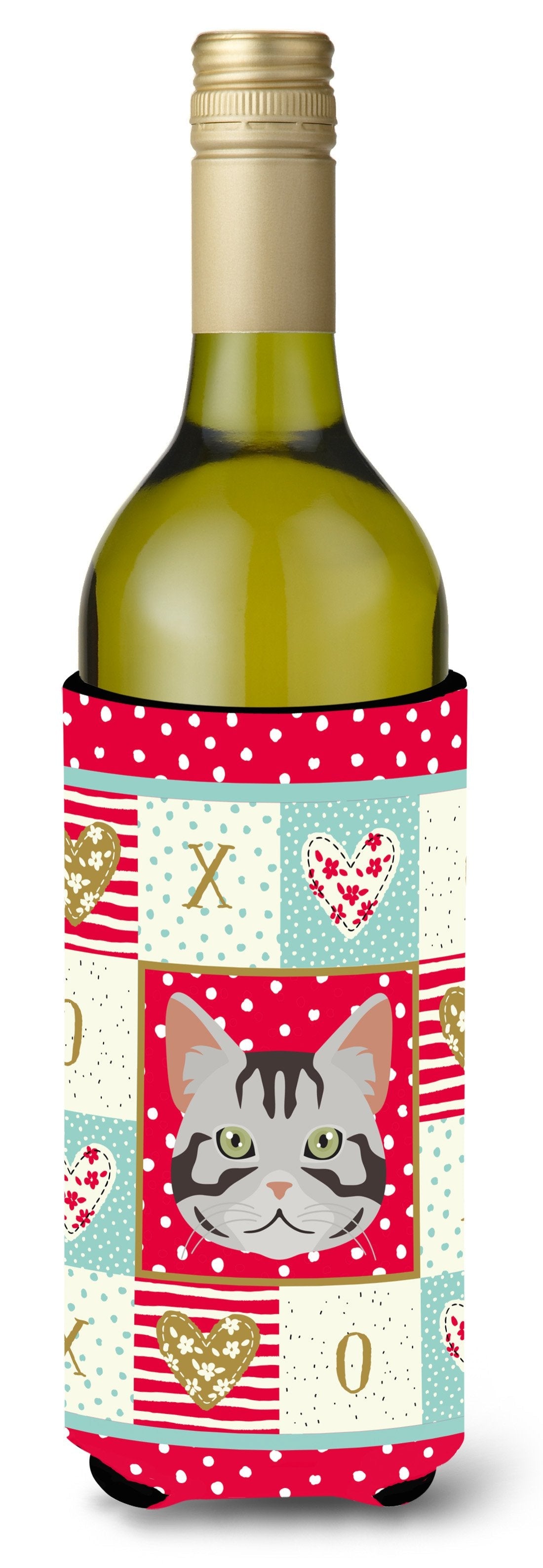 American Shorthair Cat Love Wine Bottle Hugger Gift Sleeve for Standard 750 ml Bottles, Insulated Reusable Also Fits Mini Shot & Pint Bottles