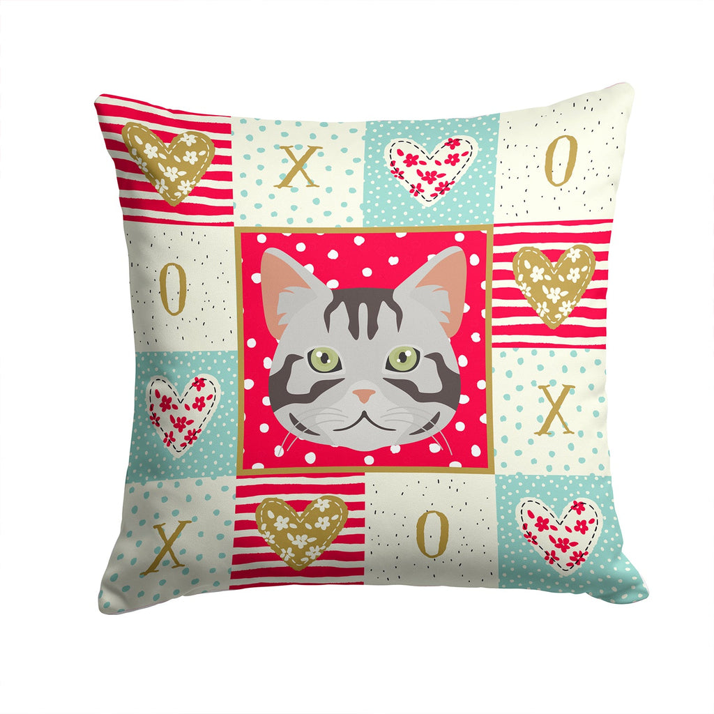 American Shorthair Cat Love Decorative Throw Pillow 14x14 Indoor Outdoor Accent Cushion, Fabric Cover with Insert for Sofa, Bed, Porch & Living Room