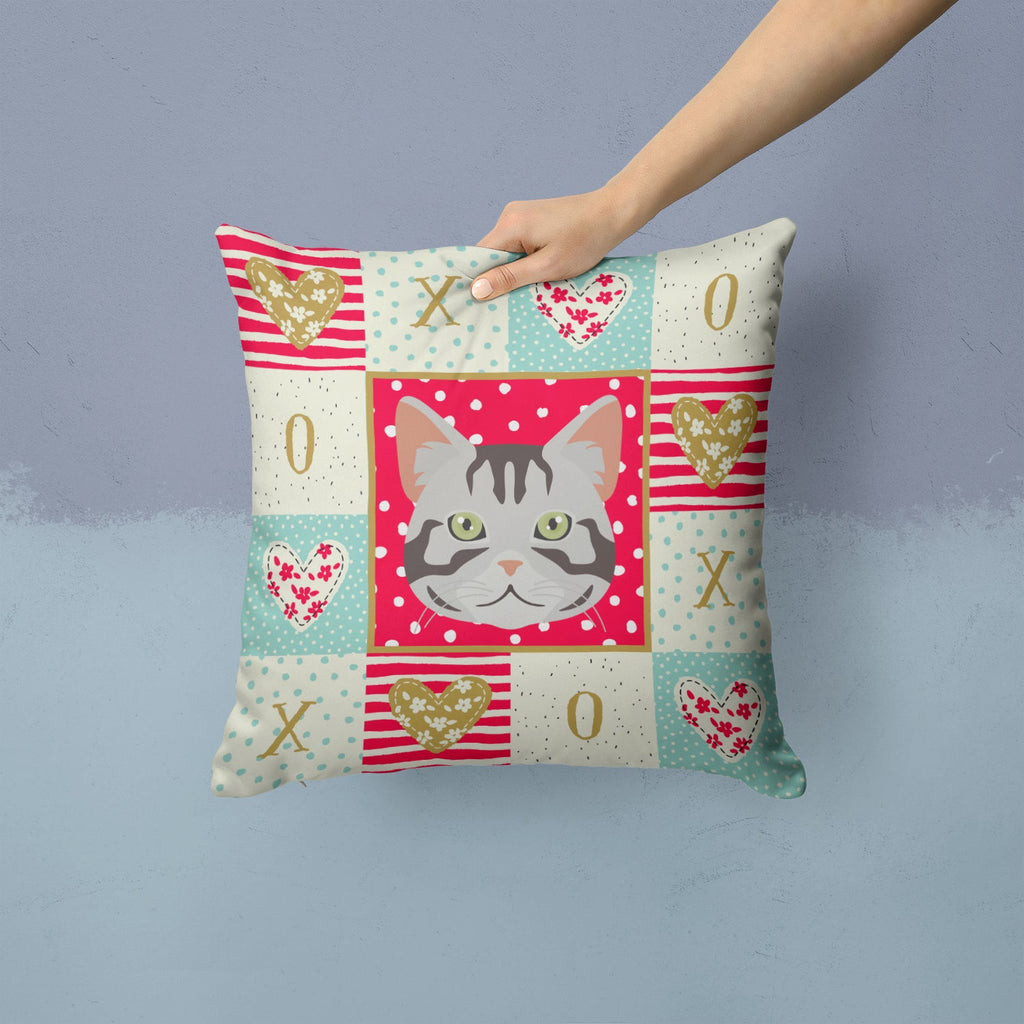 American Shorthair Cat Love Decorative Throw Pillow 14x14 Indoor Outdoor Accent Cushion, Fabric Cover with Insert for Sofa, Bed, Porch & Living Room