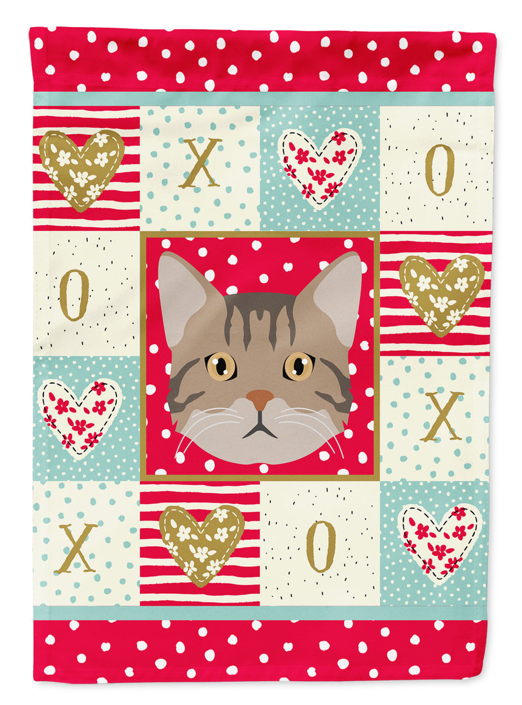 American Wirehair Cat Love House Flag 28x40 Porch Sleeve Pole Decorative Outside Yard Banner Artwork Wall Hanging, Polyester