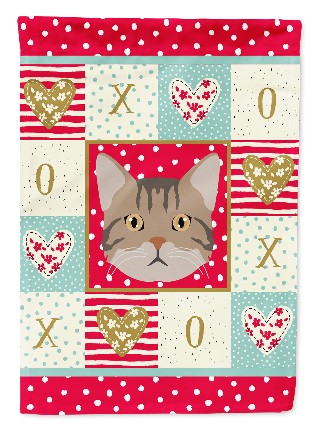 American Wirehair Cat Love House Flag 28x40 Porch Sleeve Pole Decorative Outside Yard Banner Artwork Wall Hanging, Polyester